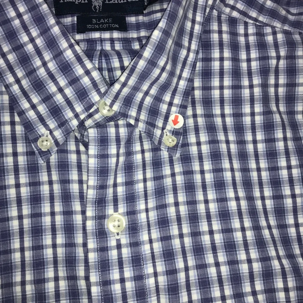 Ralph Lauren Blake Mens XL Blue White Check Cotton SS Button Down Shirt